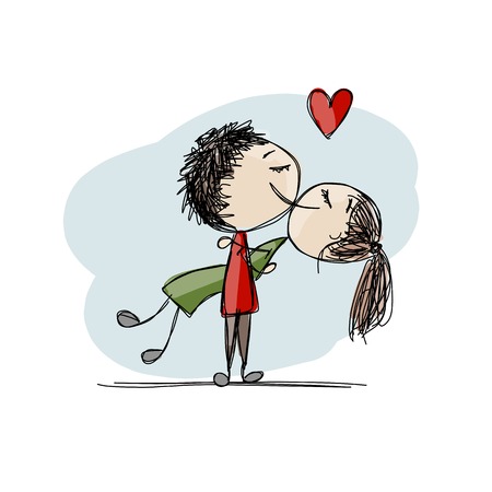 36009950 - couple in love kissing, valentine sketch for your design